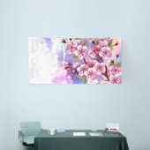 Rosa Sakura auf dem Hintergrund der Malerei Banner (Messeveranstaltung)