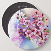 Rosa Sakura auf dem Hintergrund der Malerei Button (Vorne & Hinten)
