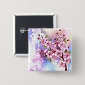 Rosa Sakura auf dem Hintergrund der Malerei Button (Vorne & Hinten)