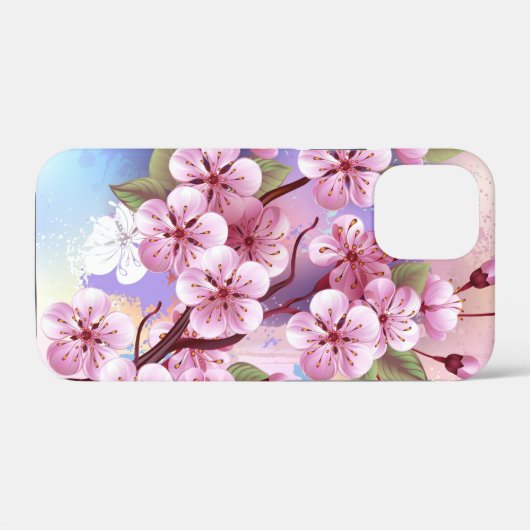 Rosa Sakura auf dem Hintergrund der Malerei Case-Mate iPhone Hülle (Rückseite (Horizontal))