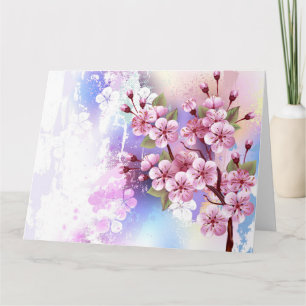 Rosa Sakura auf dem Hintergrund der Malerei Dankeskarte