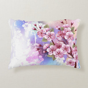 Rosa Sakura auf dem Hintergrund der Malerei Dekokissen