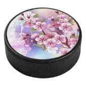 Rosa Sakura auf dem Hintergrund der Malerei Eishockey Puck (3/4)