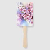 Rosa Sakura auf dem Hintergrund der Malerei Fächer (Rückseite)