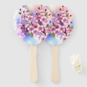 Rosa Sakura auf dem Hintergrund der Malerei Fächer (Vorne und Hinten)