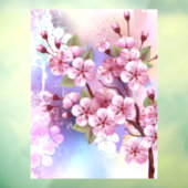 Rosa Sakura auf dem Hintergrund der Malerei Fensteraufkleber (Blatt 3)