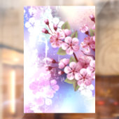 Rosa Sakura auf dem Hintergrund der Malerei Fensteraufkleber (Blatt 2)