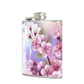 Rosa Sakura auf dem Hintergrund der Malerei Flachmann (Links)