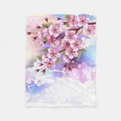 Rosa Sakura auf dem Hintergrund der Malerei Fleecedecke (Vorderseite)