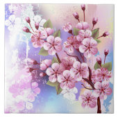 Rosa Sakura auf dem Hintergrund der Malerei Fliese (Vorderseite)