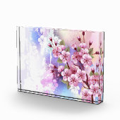 Rosa Sakura auf dem Hintergrund der Malerei Fotoblock (Rechts)