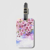 Rosa Sakura auf dem Hintergrund der Malerei Gepäckanhänger (Vorderseite Vertikal)