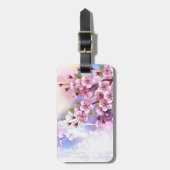 Rosa Sakura auf dem Hintergrund der Malerei Gepäckanhänger (Vorderseite vertikal)