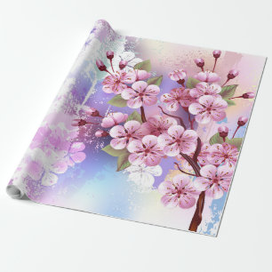 Rosa Sakura auf dem Hintergrund der Malerei Geschenkpapier