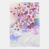 Rosa Sakura auf dem Hintergrund der Malerei Geschirrtuch (Vertikal)