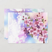 Rosa Sakura auf dem Hintergrund der Malerei Hinweiskarte (Vorne/Hinten)