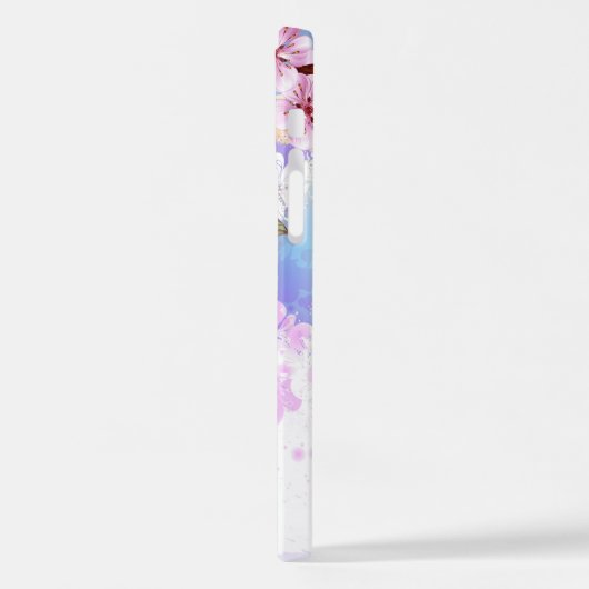 Rosa Sakura auf dem Hintergrund der Malerei iPhone Hülle (Linke Seite)