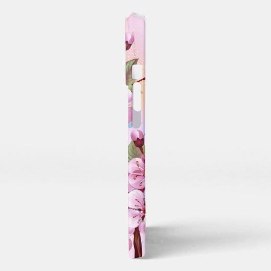 Rosa Sakura auf dem Hintergrund der Malerei iPhone Hülle (Linke Seite)