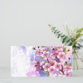 Rosa Sakura auf dem Hintergrund der Malerei Karte (Stehend Vorderseite)