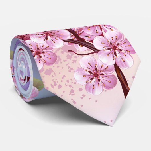 Rosa Sakura auf dem Hintergrund der Malerei Krawatte (Gerollt)