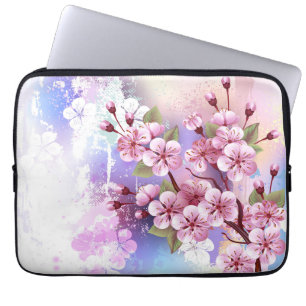 Rosa Sakura auf dem Hintergrund der Malerei Laptopschutzhülle