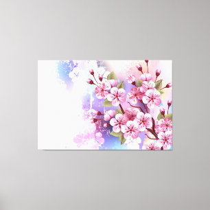 Rosa Sakura auf dem Hintergrund der Malerei Leinwanddruck
