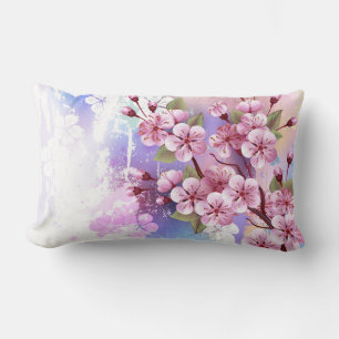 Rosa Sakura auf dem Hintergrund der Malerei Lendenkissen