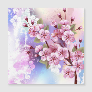 Rosa Sakura auf dem Hintergrund der Malerei Magnetkarte