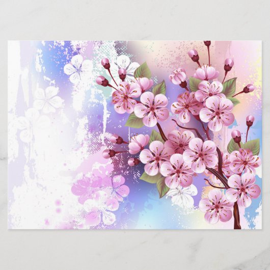 Rosa Sakura auf dem Hintergrund der Malerei Menükarte (Vorderseite)