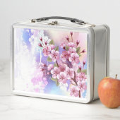 Rosa Sakura auf dem Hintergrund der Malerei Metall Brotdose (Beispiel)