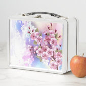 Rosa Sakura auf dem Hintergrund der Malerei Metall Brotdose (Beispiel)