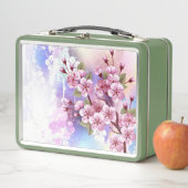 Rosa Sakura auf dem Hintergrund der Malerei Metall Brotdose (Beispiel)