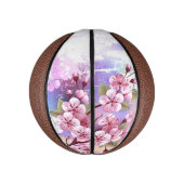 Rosa Sakura auf dem Hintergrund der Malerei Mini Basketball (Vertikal)