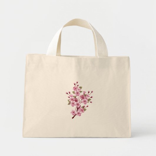 Rosa Sakura auf dem Hintergrund der Malerei Mini Stoffbeutel (Vorne)