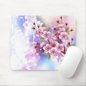Rosa Sakura auf dem Hintergrund der Malerei Mousepad (Mit Mouse)