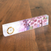 Rosa Sakura auf dem Hintergrund der Malerei Namensplakette (Seite)