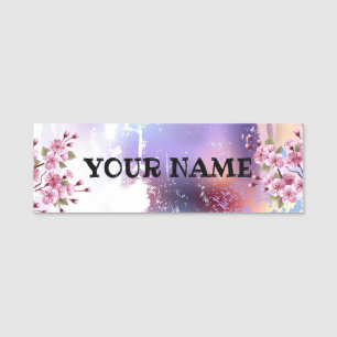 Rosa Sakura auf dem Hintergrund der Malerei Namensschild