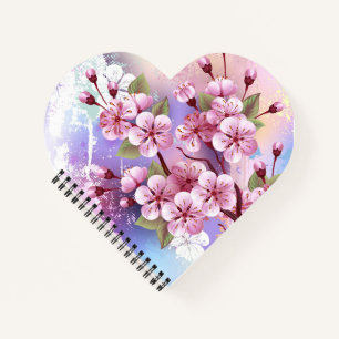 Rosa Sakura auf dem Hintergrund der Malerei Notizblock