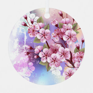 Rosa Sakura auf dem Hintergrund der Malerei Ornament Aus Metall
