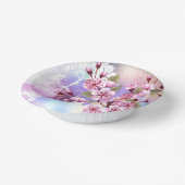 Rosa Sakura auf dem Hintergrund der Malerei Pappteller (Gewinkelt)