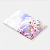 Rosa Sakura auf dem Hintergrund der Malerei Post-it Klebezettel (angewinkelt)