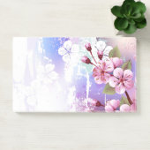 Rosa Sakura auf dem Hintergrund der Malerei Post-it Klebezettel (Büro)