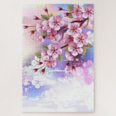 Rosa Sakura auf dem Hintergrund der Malerei Puzzle (Vertikal)