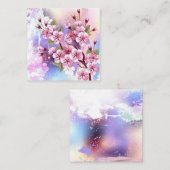 Rosa Sakura auf dem Hintergrund der Malerei Quadratische Visitenkarte (Vorne/Hinten)