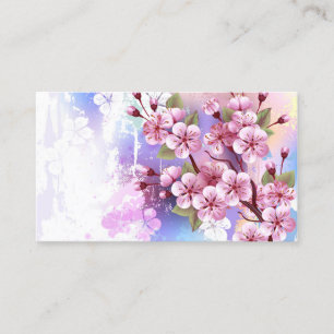 Rosa Sakura auf dem Hintergrund der Malerei Rabattkarte
