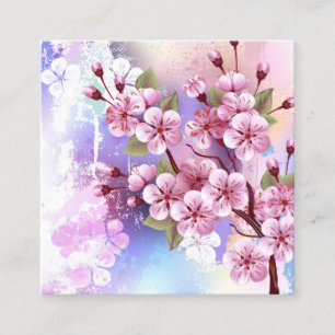 Rosa Sakura auf dem Hintergrund der Malerei Rabattkarte