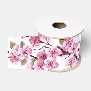 Rosa Sakura auf dem Hintergrund der Malerei Ripsband