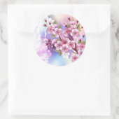 Rosa Sakura auf dem Hintergrund der Malerei Runder Aufkleber (Tasche)