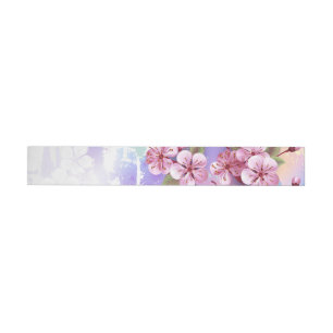 Rosa Sakura auf dem Hintergrund der Malerei Rundum-Adressaufkleber