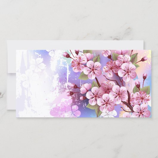 Rosa Sakura auf dem Hintergrund der Malerei Save The Date (Vorderseite)
